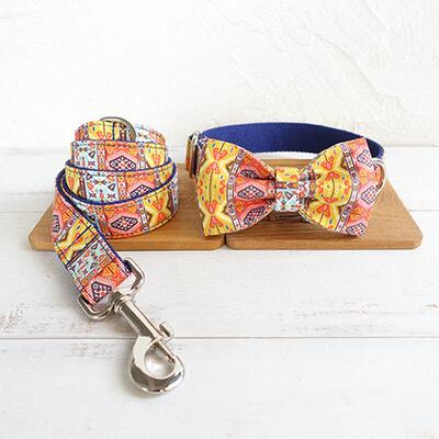 muttco狗项圈领结双层耐咬宠物饰品金属大中小犬脖套拉绳udc-054