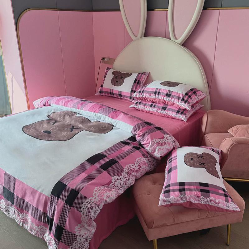 高端轻奢磨毛床单四件套数码印花床笠款家用床上用品四季通用