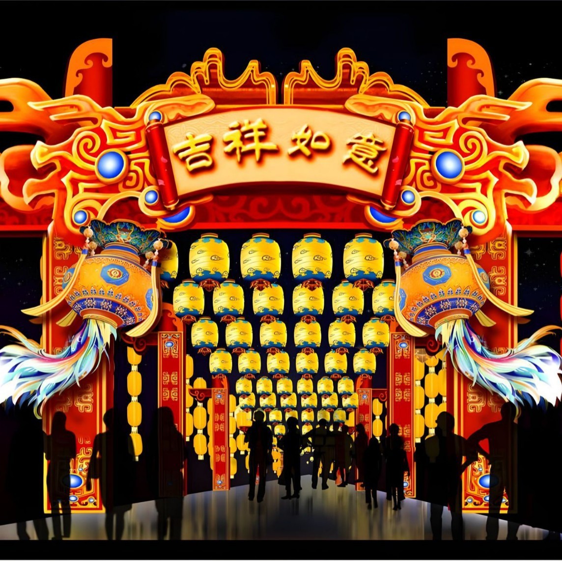 自贡大型彩灯发光元宵节节日氛围花灯户外春节道具街道亮化工程