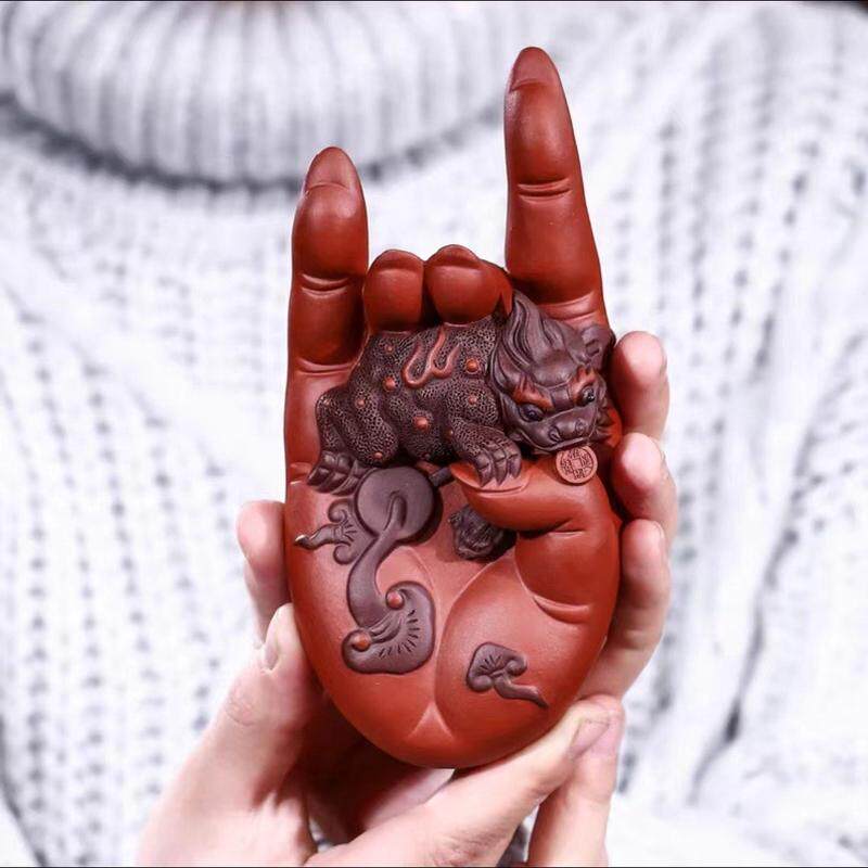 宜兴紫砂茶宠财运亨通金蟾大权在握雕塑摆件茶具纯手工礼品工艺品