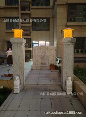 大门口方柱石雕大理石柱子别墅庭院小区石材门柱欧式雕花立柱围墙