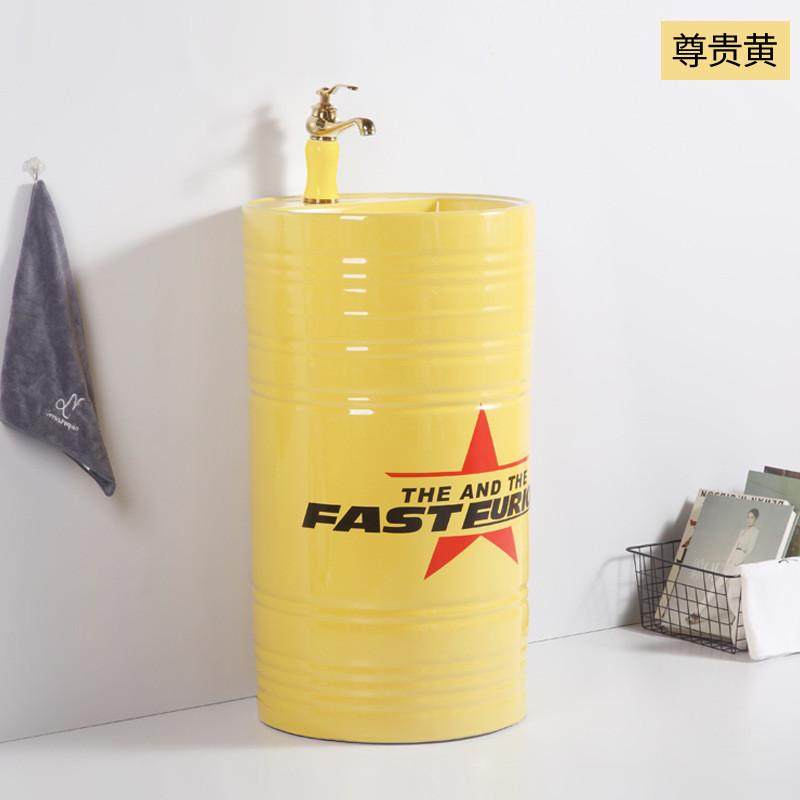 酒店卫生间个性化黑色油桶复古工业风洗手台立柱盆酒吧厕所洗漱盆