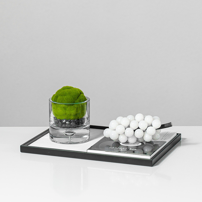 现代轻奢仿真绿植苔藓玻璃小盆栽桌面软装饰品摆件茶几餐桌样板间