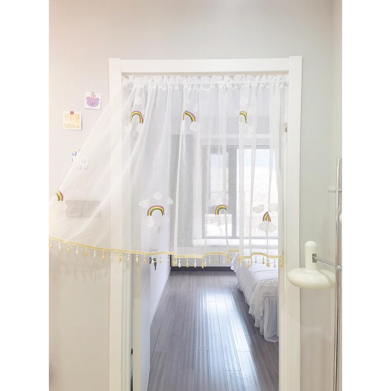 bx62短遮挡半遮光纱帘小半帘门帘头装饰免打孔地中海帘小窗帘纱帘