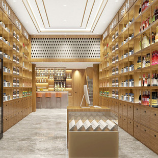 全店烟酒高档名烟白酒柜子茶叶产品陈列组装靠墙设计店展示柜