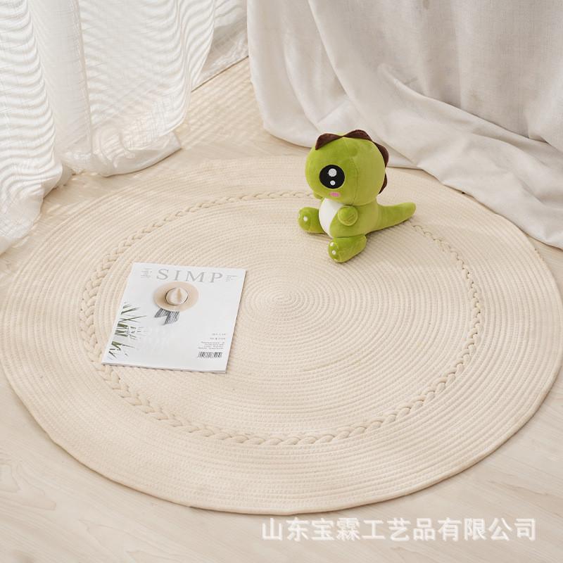 棉绳编织地垫宝宝健身棉质地垫家用客厅卧室棉垫圆形玩耍地垫