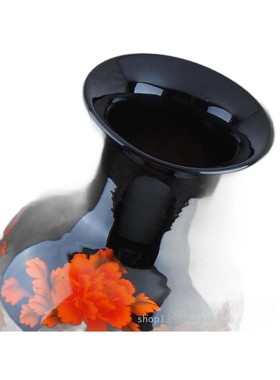 景德镇陶瓷花瓶批发水晶釉礼品瓶客厅办公装饰鱼尾工艺品摆件