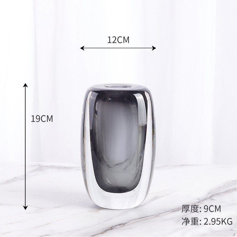 现代北欧用品极简超厚彩色水晶水滴玻璃花瓶摆件家居软装饰品轻奢
