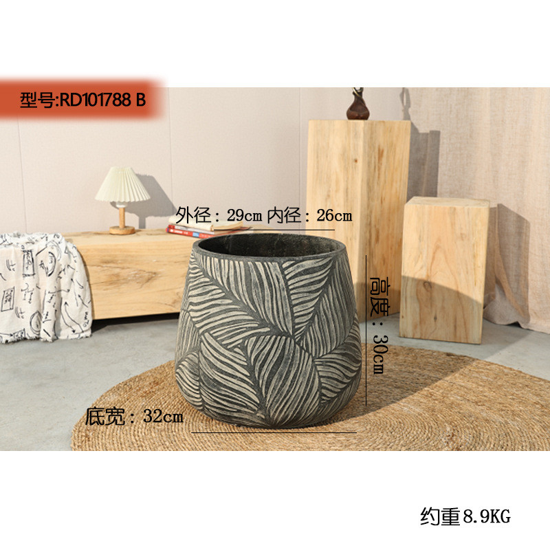 简约水泥花盆花箱种植箱户外庭院绿植盆栽阳台客厅百合竹龟背竹盆