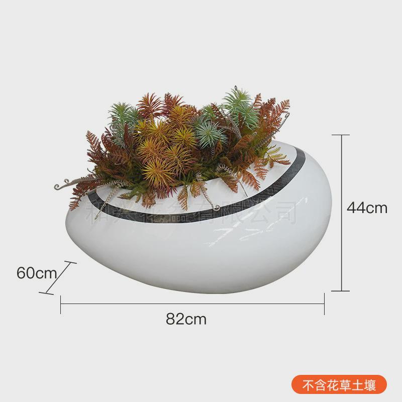 厂家户外花器定制室内双色木纹玻璃钢花盆客厅落地绿植盆栽摆件