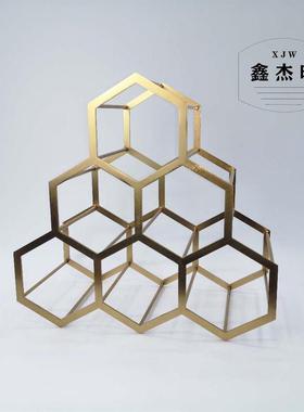 欧式红酒架金属酒柜餐桌饰品美式样板房餐厅客厅软装家居摆件