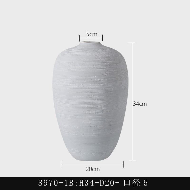 现代粗白色极简陶罐陶瓷花瓶摆件样板间感装饰品侘寂风插花器