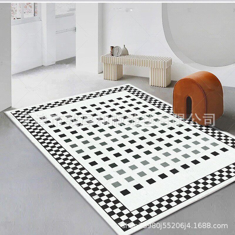 棋盘格地毯卧室客厅地垫子现代简约北欧ins风沙发茶几轻奢高级感