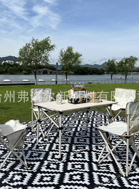 【现货】272x366cm黑白十字加号pp野餐垫编织垫户外旅游山地防潮