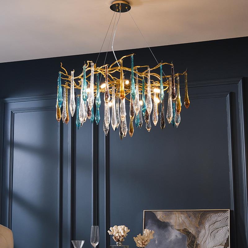 树枝轻奢灯餐厅网红大气设计师卧室美式灯法式客厅后现代水晶吊灯