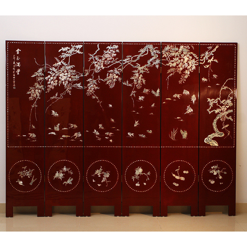 热销扬州厂家厂漆器销售平磨螺钿金玉满堂花甲之魁屏风6/s