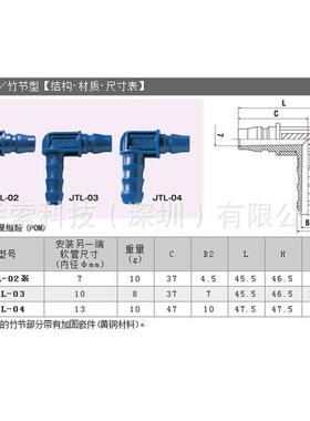 JOPLAX塑料竹节型弯头接头JTL-02,03,04气动快速接头
