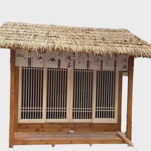 网红木屋茅草庭院民宿别墅户外防腐木房子日式阳光房茶室仿古凉亭