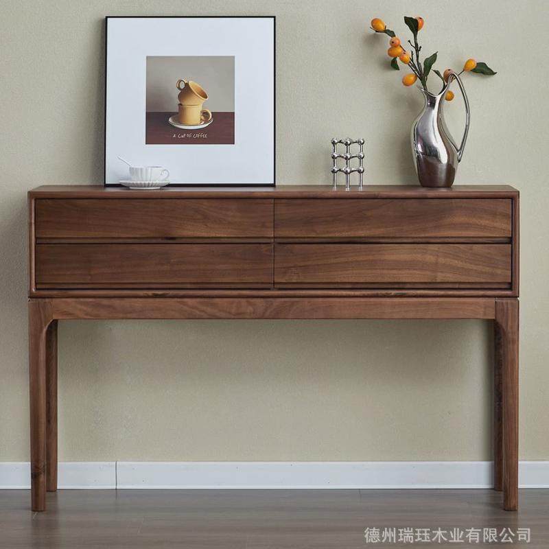 北美黑胡桃木玄关柜实木玄关桌台案门厅边柜北欧高脚储物柜长条几,家居饰品,现代装饰画,淘宝优惠券,粉丝福利购,淘宝优惠卷