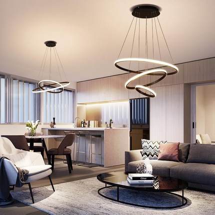 北欧现代简约铝材LED圆圈圈吊灯客厅餐厅创意个性艺术装饰灯具