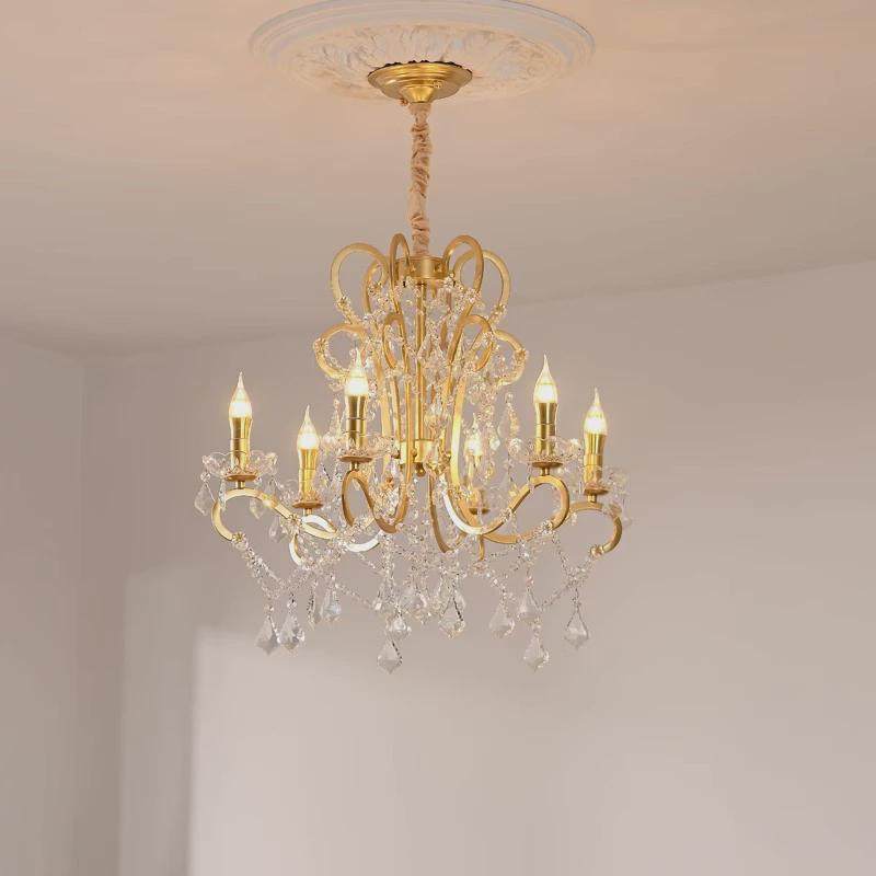 热销法式水晶吊灯客厅餐厅灯主卧室灯具简约复古美式乡村书房灯饰