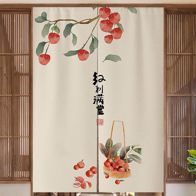 新中式葫芦图案门帘客厅卧室卫生间隔断帘厕所家用半截遮挡布帘子