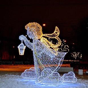 圣诞节装饰灯大型雪花雪人天使户外大型摆件造型美陈布置道具工厂
