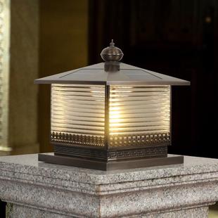 全铜太阳能柱头灯别墅庭院门柱灯院子户外围墙墙头灯花园阳台柱灯