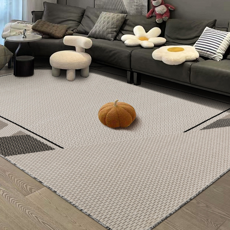 现代简约地毯客厅卧室地垫ins风北欧美欧式床边黑白灰茶几毯轻奢
