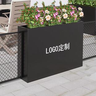 铁艺栅栏花箱组合镀锌板花槽坛商业街隔断外摆围栏市政种植箱户外
