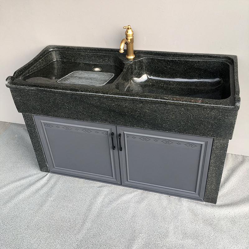 庭院石材洗衣池带阳台花岗岩洗衣台搓衣板石头水池石材一体台盆