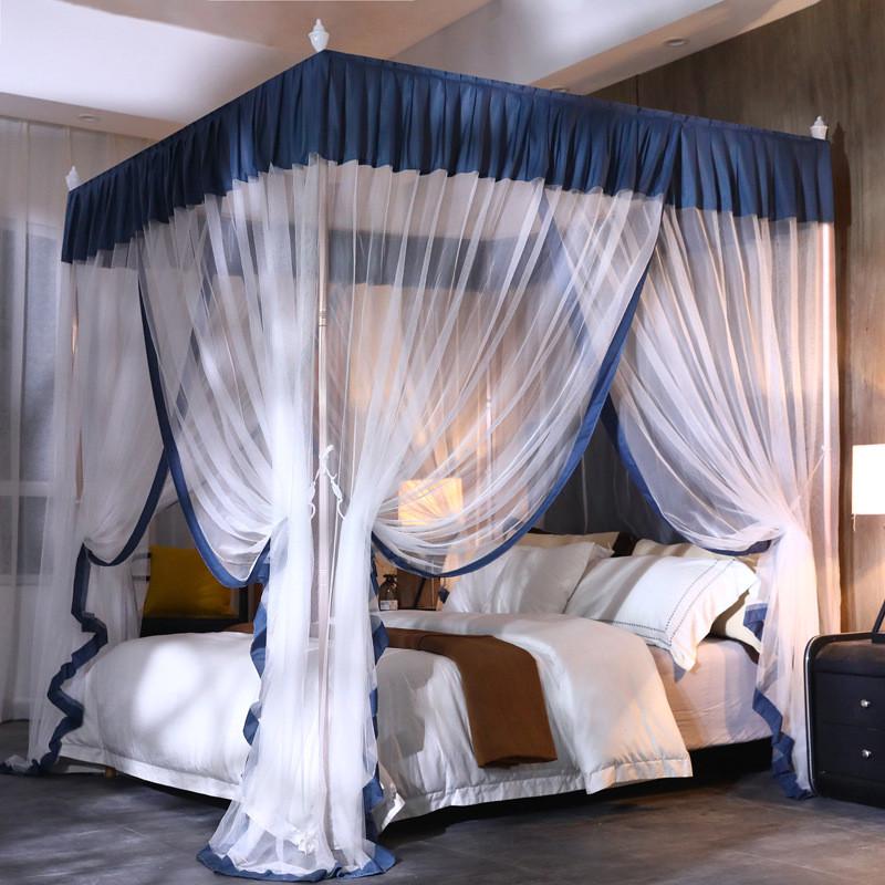 简约宫廷家用公主风加密加厚三开门落地1.5m1.8米床方顶蚊帐