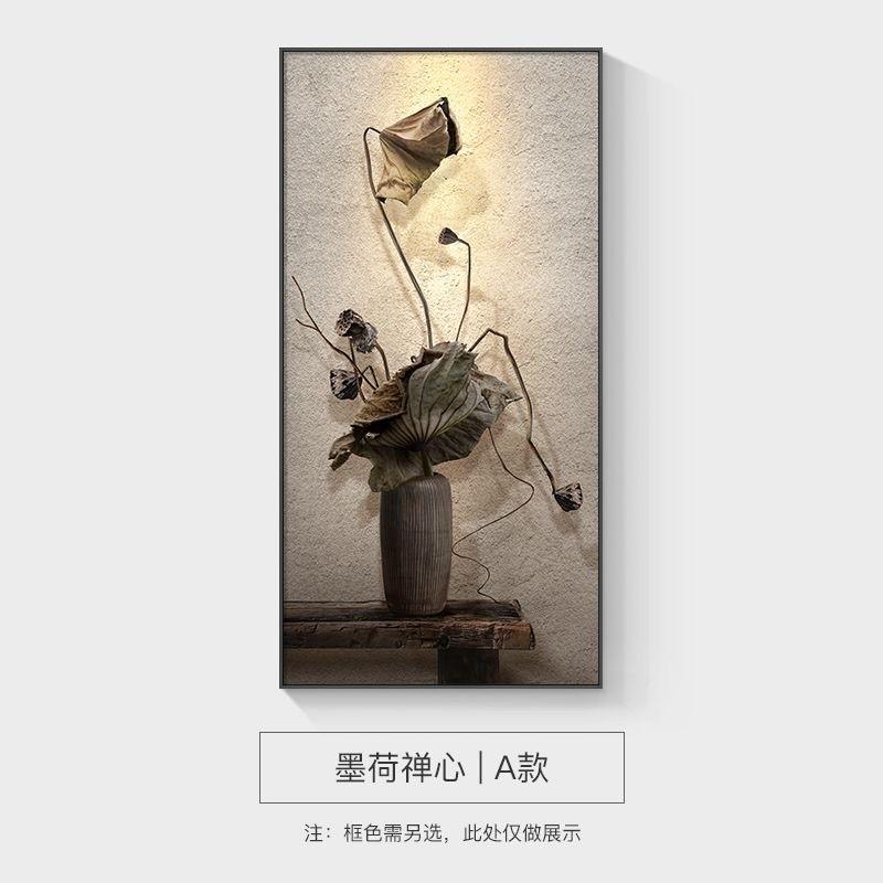 日式侘玄关装饰画风进门寂现代入户正对门挂画走廊过道壁画花卉画图片