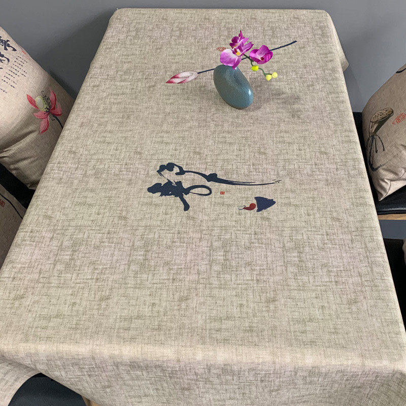 86m0中式禅意桌布风布艺长方形餐桌茶几桌盖布茶席圆桌布麻布图片