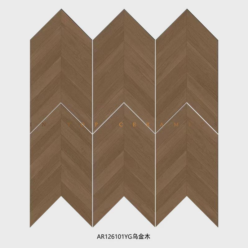 菱形鱼骨木纹砖复古异形瓷砖600x1200仿木地板砖人字拼卧室客餐厅