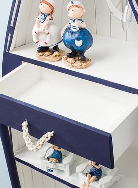 大船型储物地中海床头柜帆船柜子做旧海洋书柜一米四立柜柜子