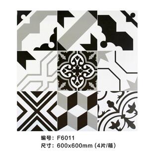 600x600mm花砖餐厅地板砖民宿仿古砖ktv哑光拼花瓷砖工程连锁店
