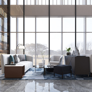 售楼处轻奢简约会客洽谈弧形沙发酒店大堂样板房贵宾接待卡座家具