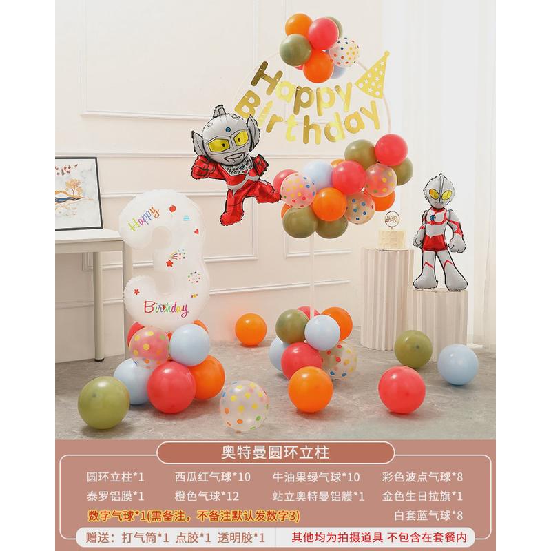 儿童1周岁生日派对装饰场景布置男女孩宝宝3卡通创意包邮圆环气球