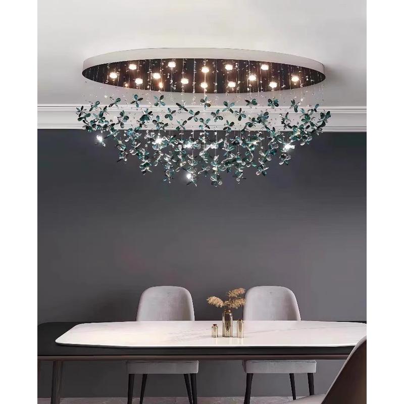 花朵水晶树枝装饰吊灯轻奢餐厅创意个性艺术客厅复式别墅楼梯灯具
