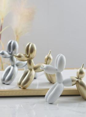 欧式气球狗金银树脂摆件摆设创意家居批发桌面可爱动物小狗装饰品
