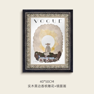 法式中古风镜面装饰画欧式小众时尚美式复古客厅餐厅卧室镜子挂画