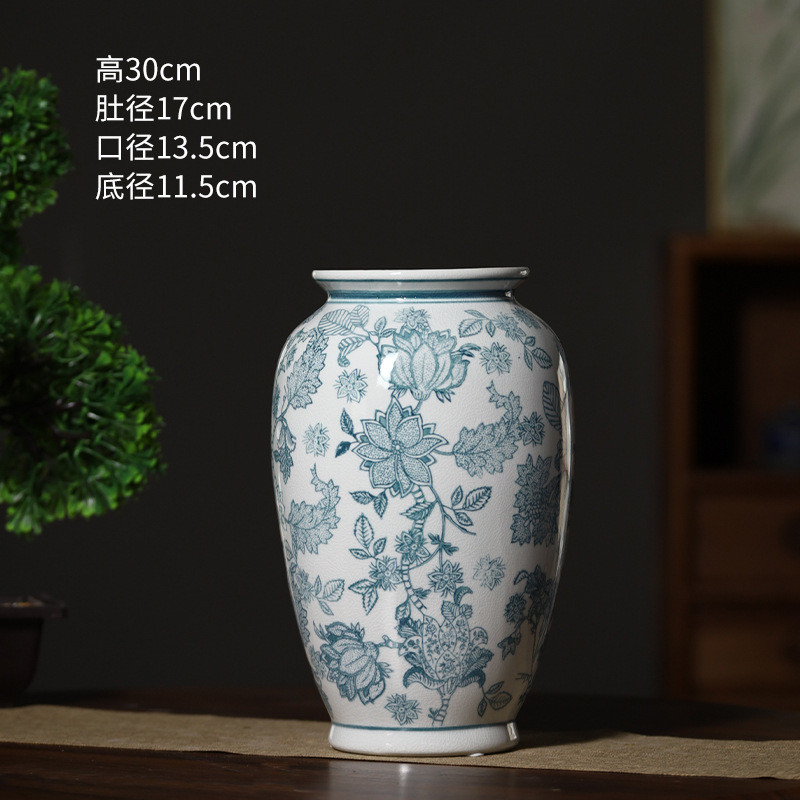 中式仿古青花瓷花器花瓶摆件陶瓷花瓶客厅装饰品花瓶陶瓷摆件批发