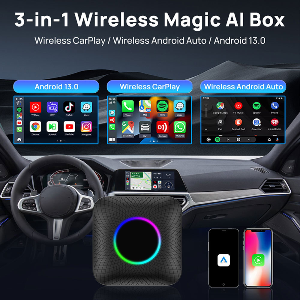 Tbox led有线转无线carplay androidauto安卓 高通SM6225车机盒子