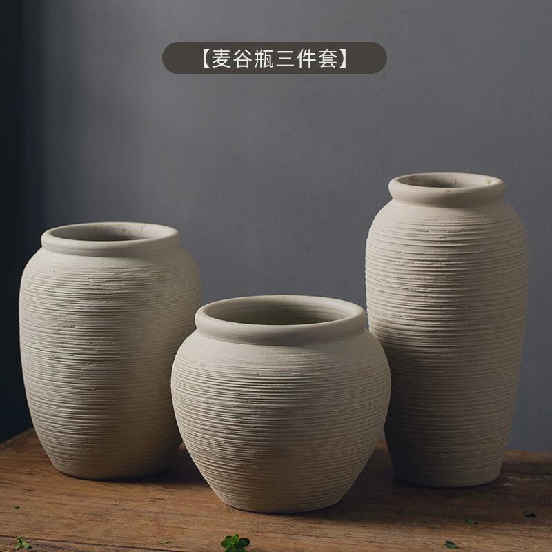 景德镇侘寂插花陶瓷大花瓶落地摆件客厅风中式居家装饰高款土陶罐