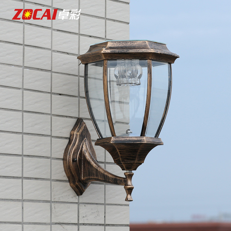 户外太阳能壁灯欧式花园仿古庭院太阳能壁灯感应太阳能壁灯