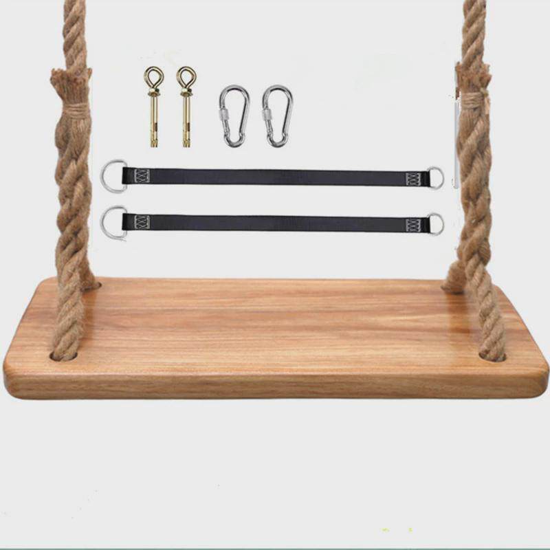 秋千户外庭院挂树吊篮吊椅室内大人儿童秋千椅摇篮实木防腐坐板