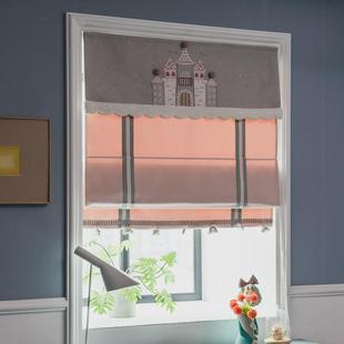 热销J6DA2021年新款女孩房城堡帘头儿童房简约罗马帘窗帘小窗户升