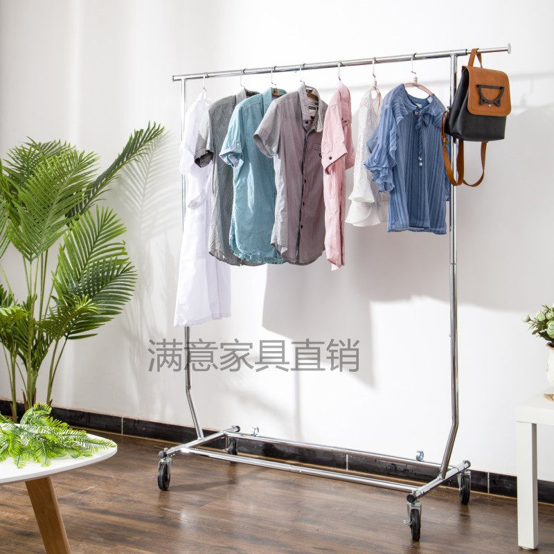 服装店展示架落地式单可移动挂衣架户外带轮折叠伸缩活动加厚