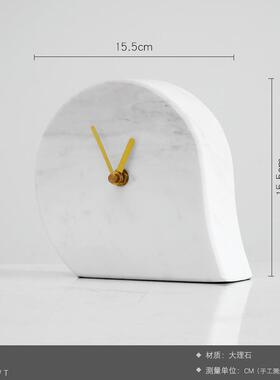 北欧创意轻奢大理石时钟座钟摆件静音创意家居客厅书房床头柜酒店